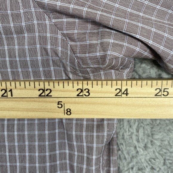 Joseph Abboud Brown Check Non Iron Dress Shirt Size XL Button Up - Picture 9 of 12